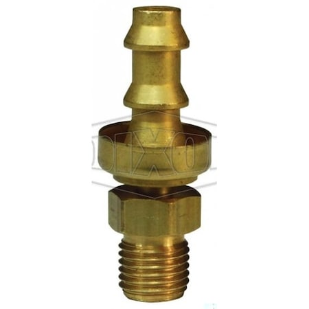Dixon Hose Barb Fitting with Brass Cap, Male SAE Inverted Flare Swivel x Push-On Hose Barb End Style, Bras 2900812CBC